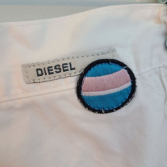 Diesel Womens White Ankle Cotton Low Rise Exposed Seam Pants Size 26 - Picture 9 of 13